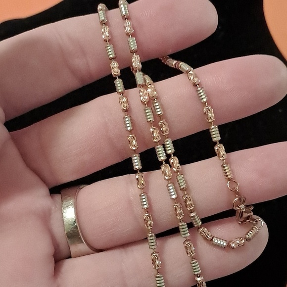 Jewelry - Bar Chain Italian 14kt Rose Gold Over 925 Sterling Silver Necklace.